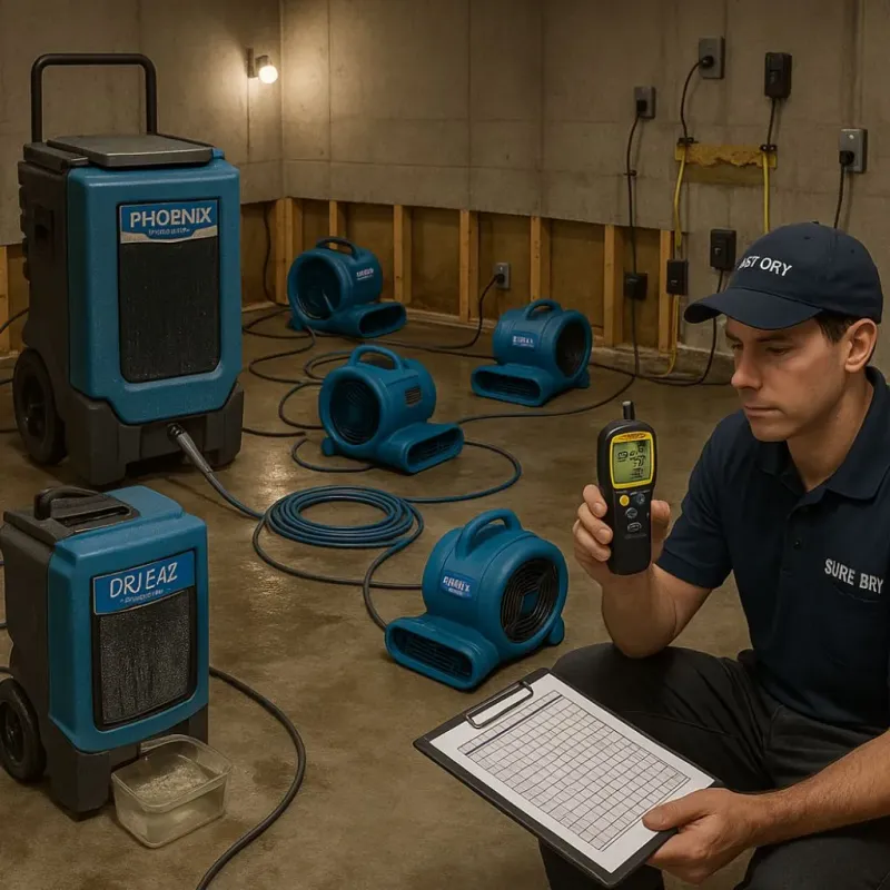 Structural Drying and Dehumidification process in Holly Lake Ranch, TX